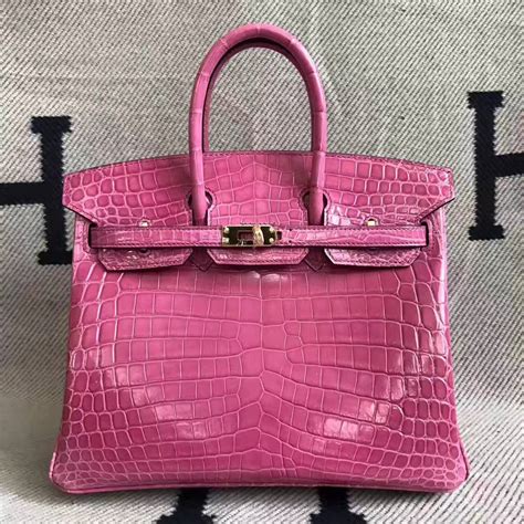 hermes pink bag|Hermes pink crocodile birkin bag.